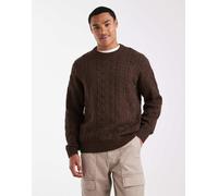 ONLY & SONS - Maglione con lavorazione a trecce comodo marrone scuro XXS