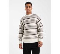 ONLY & SONS - Maglione girocollo color crema e marrone testurizzato-Bianco XL
