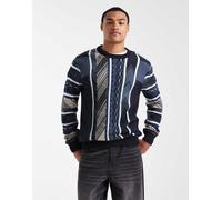ONLY & SONS - Maglione girocollo con cuciture testurizzate blu misto-Blu navy M