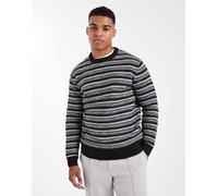 ONLY & SONS - Maglione girocollo vestibilità classica in maglia traforata a righe monocromatiche-Nero XS