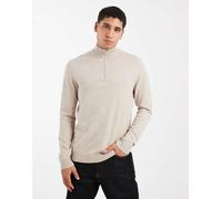 Only & Sons - Maglione lavorato beige con zip corta-Neutro 2XL