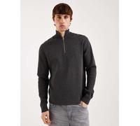 ONLY & SONS - Maglione lavorato grigio scuro con zip corta XS