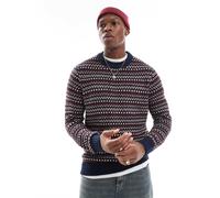 Only & Sons - Maglione lavorato strutturato girocollo blu navy a righe S