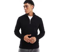 Only & Sons - Maglione nero a coste con zip corta XS