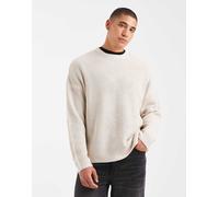 ONLY & SONS - Maglione oversize lavorato a coste inglesi color pietra-Bianco S