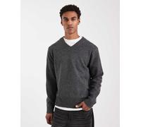 ONLY & SONS - Maglione spazzolato grigio scuro con scollo a V-Nero XS