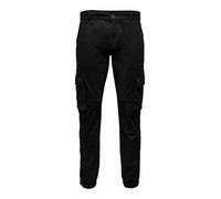 Only & Sons Male - Pantaloni Cargo con Polsini, Nero, 30W x 32L