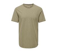 Only & Sons Men O&S Round Neck T-Shirt | Long Plain Shortsleeve Shirt | Basic Cotton ONSBENNE, Colore:Beige, Size:S
