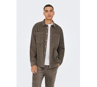 ONLY & SONS - Camicia giacca marrone chiaro in velluto a coste XL