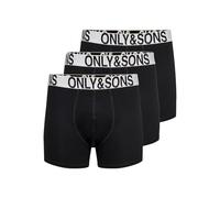 Only & Sons Onsbasic Solid Boxer da Uomo, Confezione da 3, Colore Nero, Taglia M