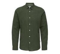 Only & Sons Onscaiden Life LS Solid Linen Shirt Noos Camicia in Lino, Grigio (Kambaba), L Uomo
