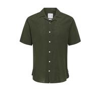 ONLY & SONS Onscaiden Life SS Solid Resort Linennoos Camicia a Maniche Corte, Kambaba, M Uomo