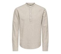 ONLY & SONS Onscaiden LS Half Placket Linen Shirt, Camicia Uomo, cincilla, L