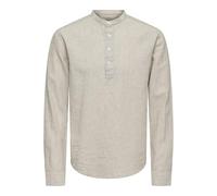 ONLY & SONS Onscaiden LS Half Placket Linen Shirt, Camicia Uomo, cincilla, XS