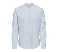 ONLY & SONS ONSCAIDEN LS MAO Stripe Linen Shirt Noos, Blu di Cachemire, XS