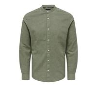 ONLY & SONS Onscaiden LS Solid Linen MAO Shirt Noos Camicia, Palude, S Uomo