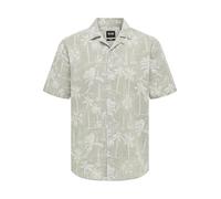 ONLY & SONS Onscaiden SS Reg Hawaii AOP Linen Noos Camicia a Maniche Corte, Cincillà, M Uomo