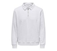 ONLY & SONS ONSDAVID Reg - Felpa con Mezza Zip, Chiaro Grigio Melange, XL