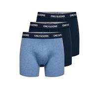 Only & Sons Onsfitz Solid Boxer da Uomo, Confezione da 3, Noos, Medium Blue Melange, L (Confezione da 3)
