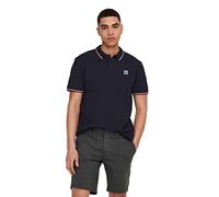 ONLY & SONS Onsfletcher Slim SS Polo Noos, Strisce a Contrasto Blu Scuro e Rosso Brillante, XL Uomo