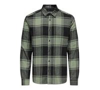 Only & Sons - Camicia a quadri grandi nero e kaki-Verde S