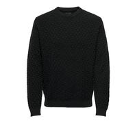 ONLY & SONS Onskalle Reg 12 Struc Crew Knit Noos Maglione Lavorato a Maglia, Nero, L Uomo