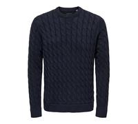 ONLY & SONS Onskicker Life Reg 3 Cable Crew Knit Maglione Lavorato a Maglia, Navy Scuro, L Uomo