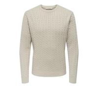 ONLY & SONS Onsloui Reg 12 Cabel Crew Knit Noos, Farina d'avena, L