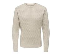 ONLY & SONS Onsloui Reg 12 Cabel Crew Knit Noos, Farina d'avena, L