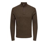 ONLY & SONS Onsloui Reg 12 Cabel Half Zip Knit, Chicco di caffè, S