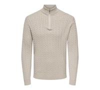 ONLY & SONS Onsloui Reg 12 Cabel Half Zip Knit, Farina d'avena, XL