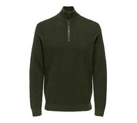 ONLY & SONS Onsmace Reg 12 Herringbon Half Zip Knit da Uomo, Olive Night, XXL