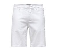 ONLY & SONS - Pantaloncini chino bianchi in misto lino-Bianco S