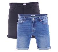 ONLY & SONS Onsply, pantaloni corti da uomo, confezione da 2 pezzi, vestibilità normale, jeans, tasche, estivi, in denim, tinta unita, con chiusura lampo, nero, blu, S, M, L, XL, XXL, Medio-blu/nero