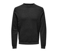 ONLY & SONS Onstapa Reg 12 Struc LS Crew Knit Noos Maglione Lavorato a Maglia, Grigio Scuro Melange/Motivo: Pois Neri, XS Uomo