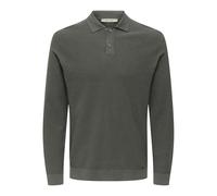 ONLY & SONS Onstony Reg 12 LS Waffle Polo Knit, Castor Gray, XXL Uomo
