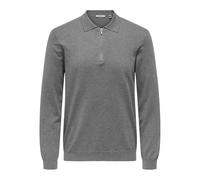 ONLY & SONS Onswyler Life Reg 14 - Polo a Mezza Zip, Melange Grigio Medio, L