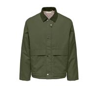 ONLY & SONS - Giacca coach imbottita verde scuro con colletto a coste M