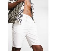 ONLY & SONS - Pantaloncini bianchi in misto lino allacciati in vita-Bianco XS