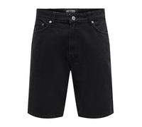 ONLY & SONS - Pantaloncini di jeans ampi neri-Nero XL