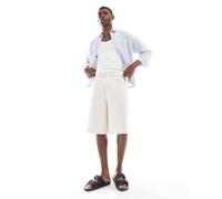 ONLY & SONS - Pantaloncini di jeans taglio lungo larghi color écru-Bianco XL