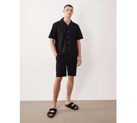 ONLY & SONS - Pantaloncini neri effetto lino in coordinato-Nero S