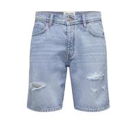 ONLY&SONS Pantaloncini Uomo Denim Bermuda Vita Media Cotone Cinque-Tasche Shorts, Colore:Azzurro, Taglia:S