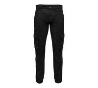 Only & Sons - Pantaloni cargo affusolati neri con fondo elasticizzato-Nero W28 L30
