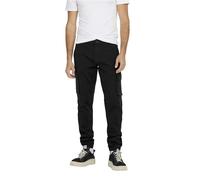 Only & Sons - Pantaloni cargo affusolati neri con fondo elasticizzato-Nero W29 L30