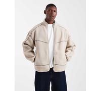 ONLY & SONS - Pile beige chiaro accollato con cuciture a contrasto e zip-Neutro L