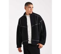 ONLY & SONS - Pile nero accollato con zip e cuciture a contrasto XS