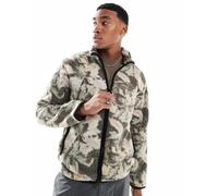 ONLY & SONS - Pile verde con stampa di foglie e zip-Nero M