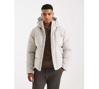 ONLY & SONS - Piumino con cappuccio color crema in tessuto a coste multicolore-Neutro 2XL
