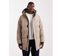 ONLY & SONS - Piumino impermeabile con cappuccio beige taglio lungo-Neutro L